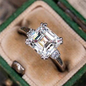 CZ Engagement Ring, Cubic Zirconia Wedding Ring, CZ Bling Promise Ring